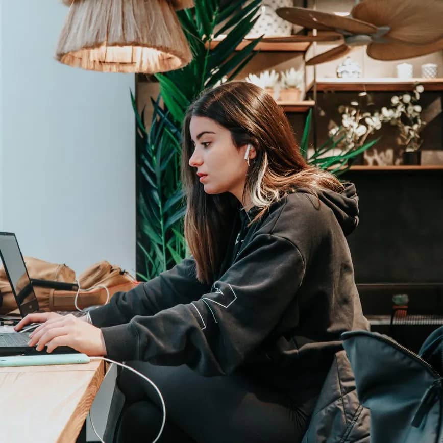 woman blogging on computer